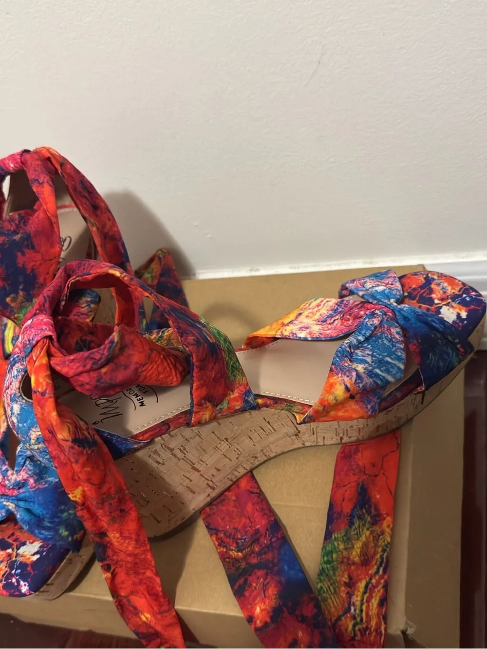 Impo Multicolor Tie-Wrap Cork Wedge Sandal